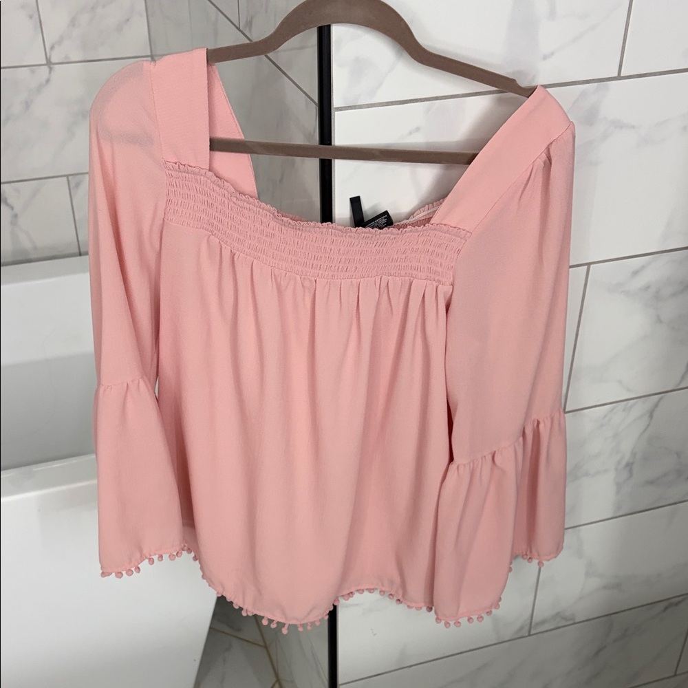 New Directions Light Pink Smocked Blouse